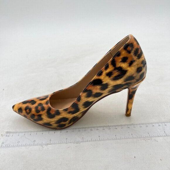 YDN Leopard Print Pointed Toe Stilettos Heel Pumps Slip on Slide Dress Shoes - Picture 2 of 8